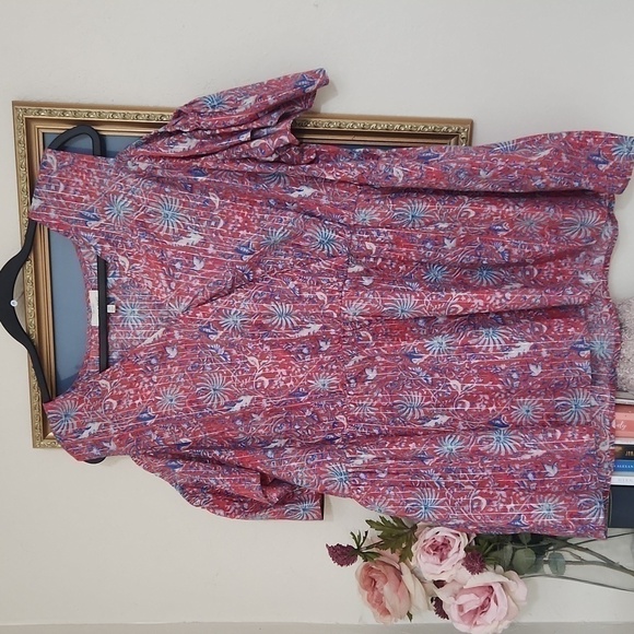 Lucky brand Cold Shoulder Blouse Size 2X Bohemian Cottagecore Feminine Career - Picture 5 of 11